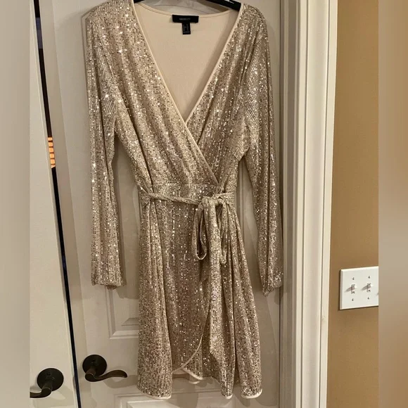 Forever 21 | Dresses | Champagne Sequin Wrap Dress | Poshmark